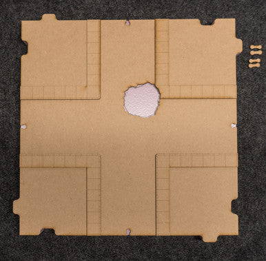 28mm Terrain Block - Four Way Crossing with Crater