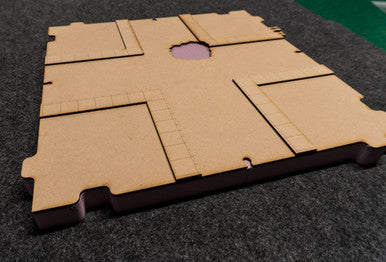 28mm Terrain Block - Four Way Crossing with Crater