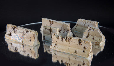 28mm Distressed Concrete Barriers, K-Rails (6 Per Kit) - 28MSCE009