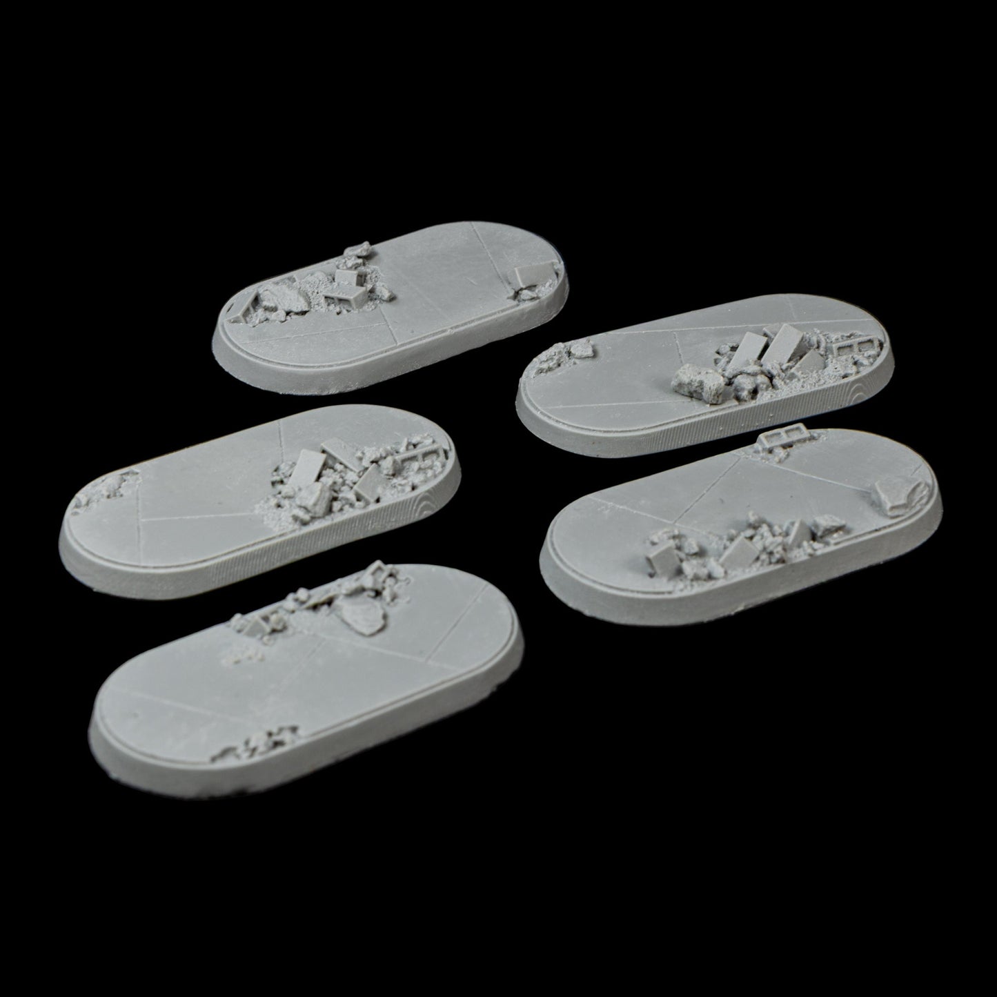 30mm x 60mm Oval Urban Rubble Tapered Bases (2/pk)